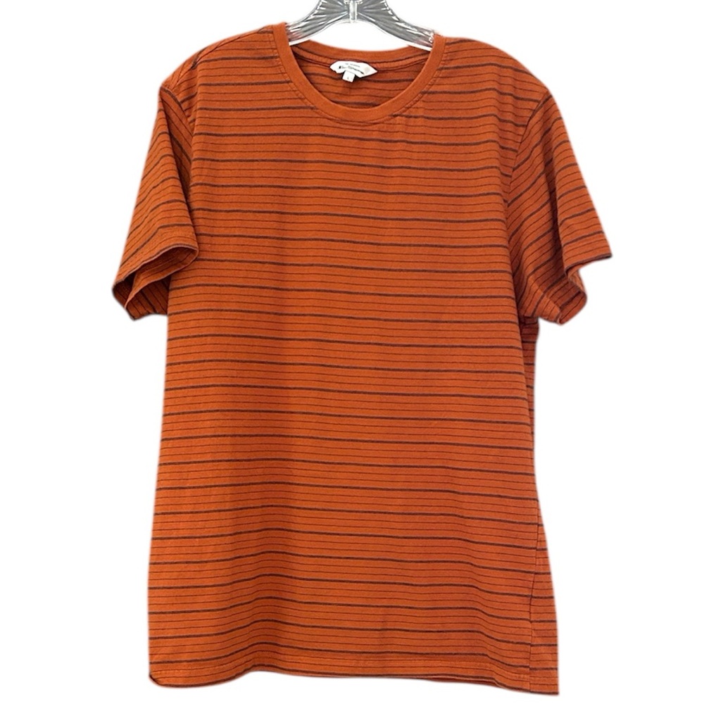 Ben Sherman Rust Striped Tee men’s size Large 100% cotton Orange crewneck shirt - Picture 3 of 9